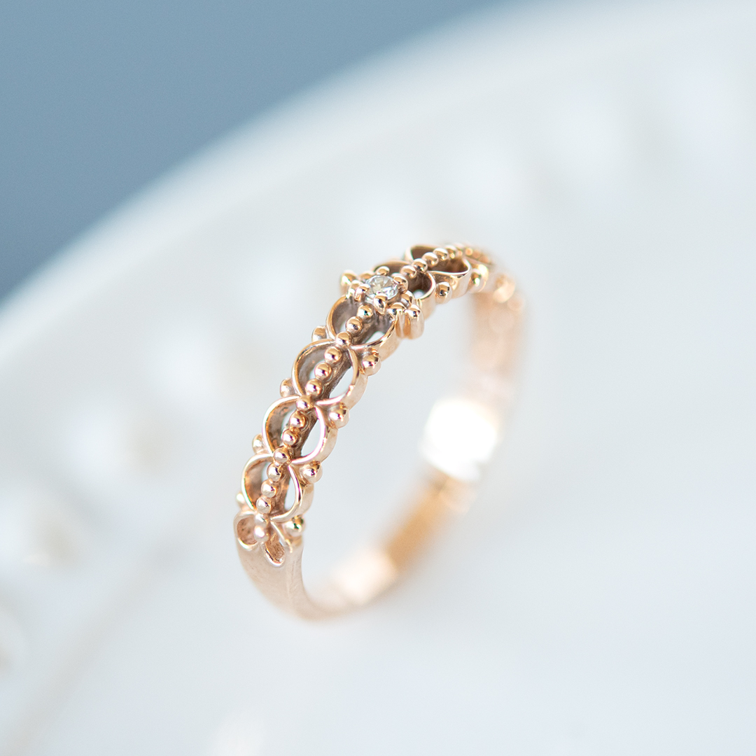 ピンキーリング K10ピンクゴールド ダイヤモンド アクセサリーPePe