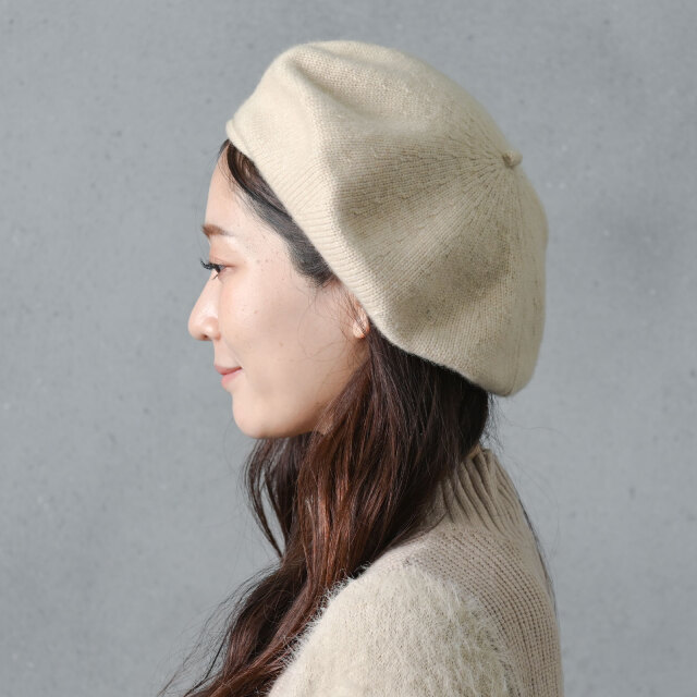 30％OFF】カシミヤ100% ベレー帽 レディース ベージュとブラック