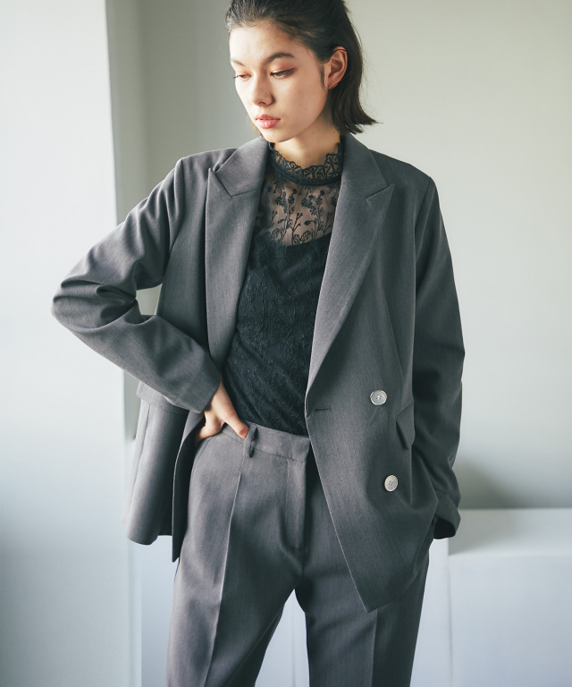 ダブルジャケット＆ワイドパンツスーツセット 【品番:so1-207103】