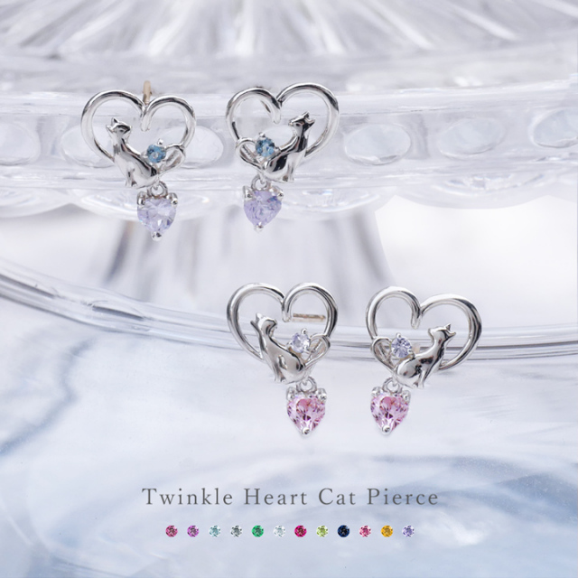 ネックレス＆ピアスセット◇特典ネコボックス◇Twinkle Cat 揺れる