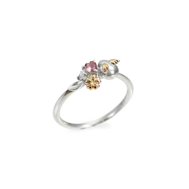 夢の花ピンクゴールドリング（花・羽部分）｜天使の卵 輝く天使の羽