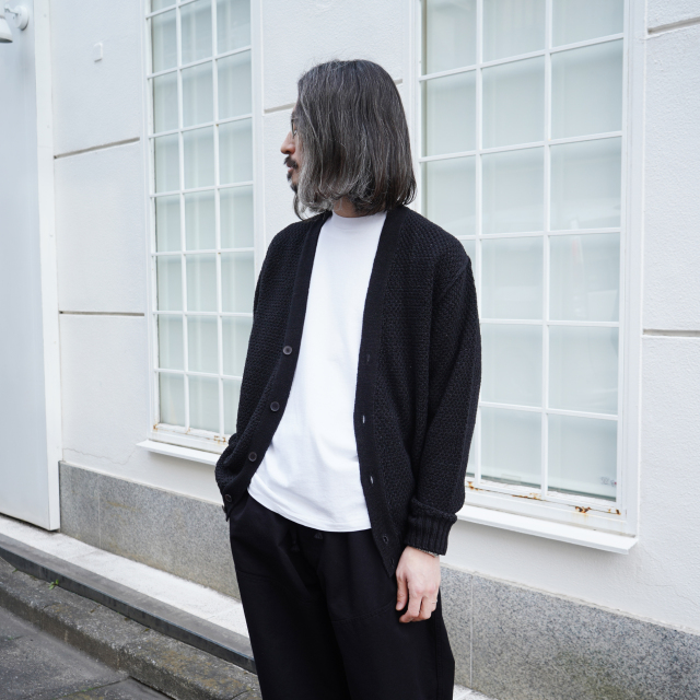 COMOLI 5G ニットカーディガン BLACK