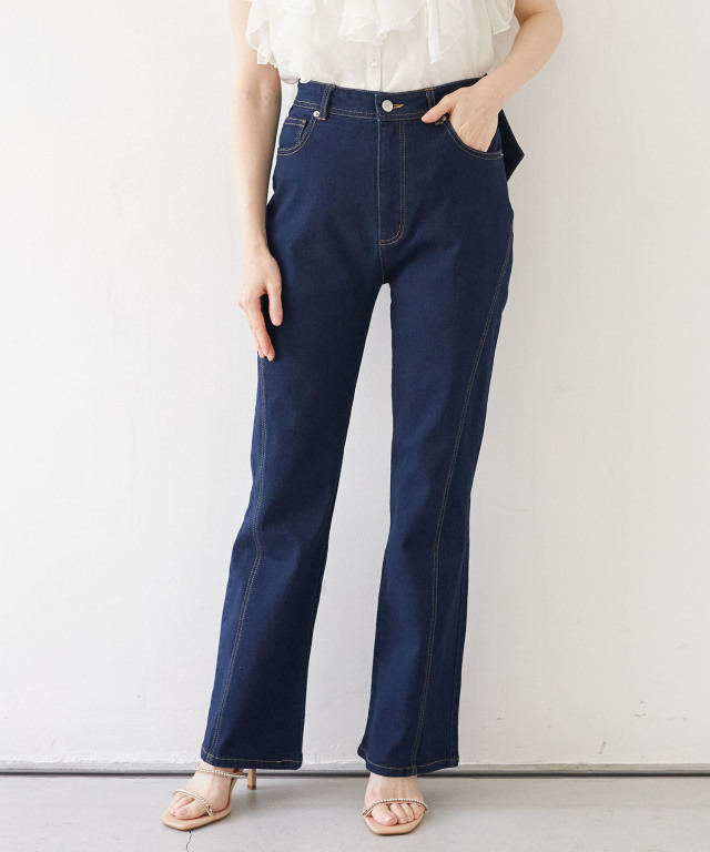 後ろビックリボン付きデニムパンツ