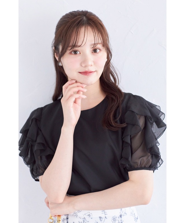 フリルスリーブシアーブラウス