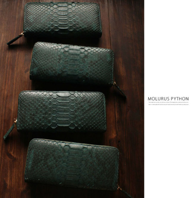 メンズ／レディース パイソン ラウンドファスナー 長財布 ラウンド