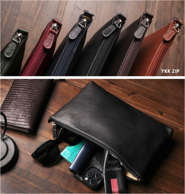 XLサイズ 本革 ポーチ 小物入れ ポーチ 6色 レザー 牛革 メンズ