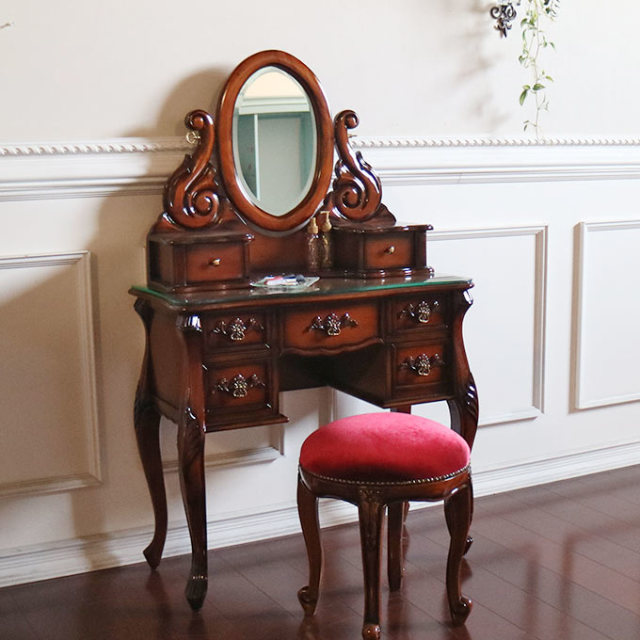 一面鏡ドレッサー ブラウン｜高級マホガニー家具VENECHIA｜おしゃれ
