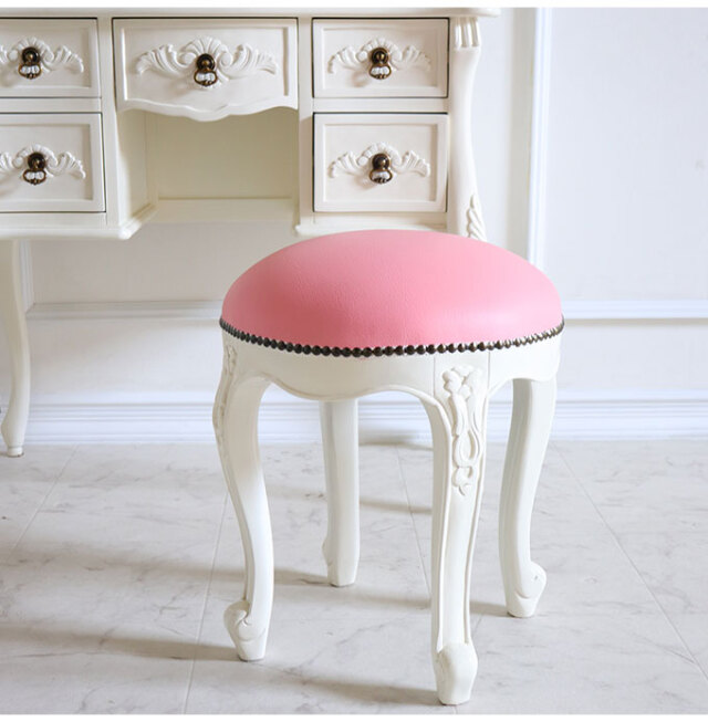 一面鏡ドレッサーセット(スツール付き) ホワイト｜高級マホガニー家具