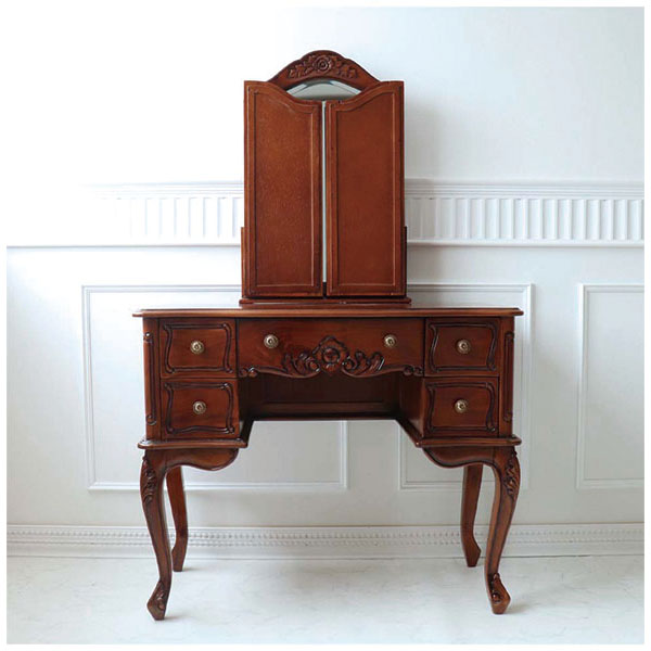 三面鏡ドレッサー(ブラウン)｜高級マホガニー家具VENECHIA｜おしゃれ