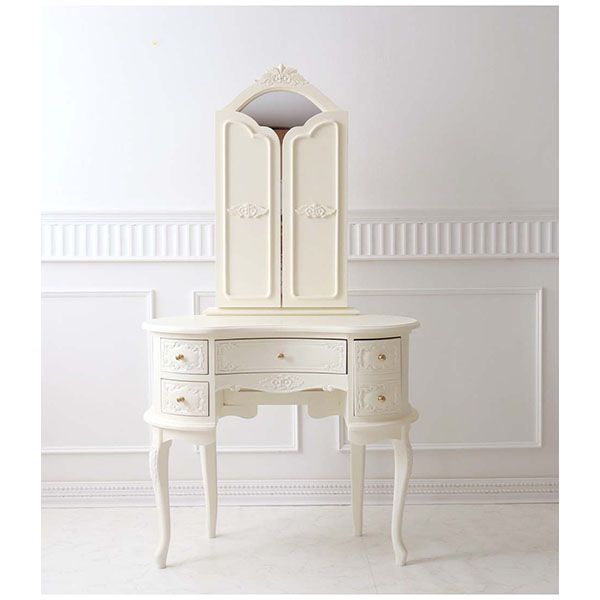 三面鏡ドレッサー 輸入家具 猫脚 ホワイト おしゃれ アンティーク調 開