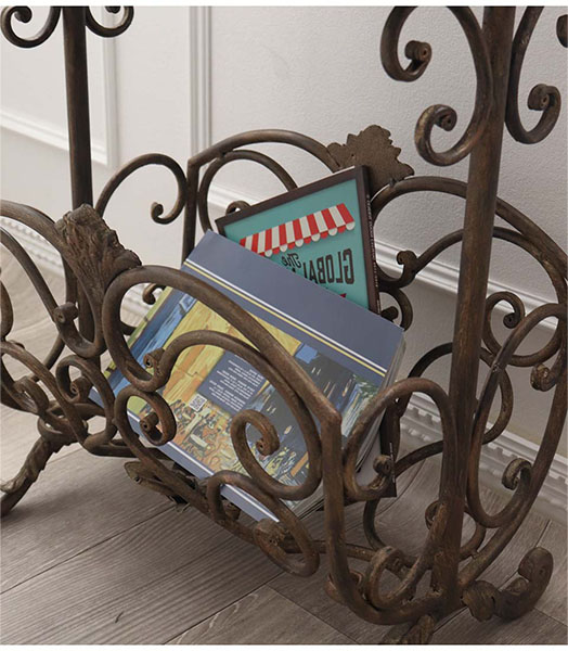 アイアン製 アンティーク調 マガジンラックテーブル 収納付き おしゃれ