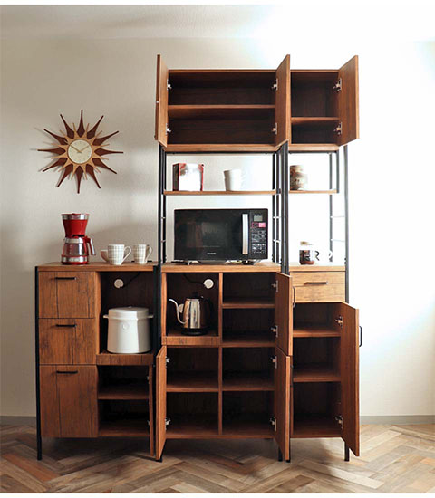 レンジ台 キッチン収納 おしゃれ キッチンラック 食器棚 幅60cm ダーク