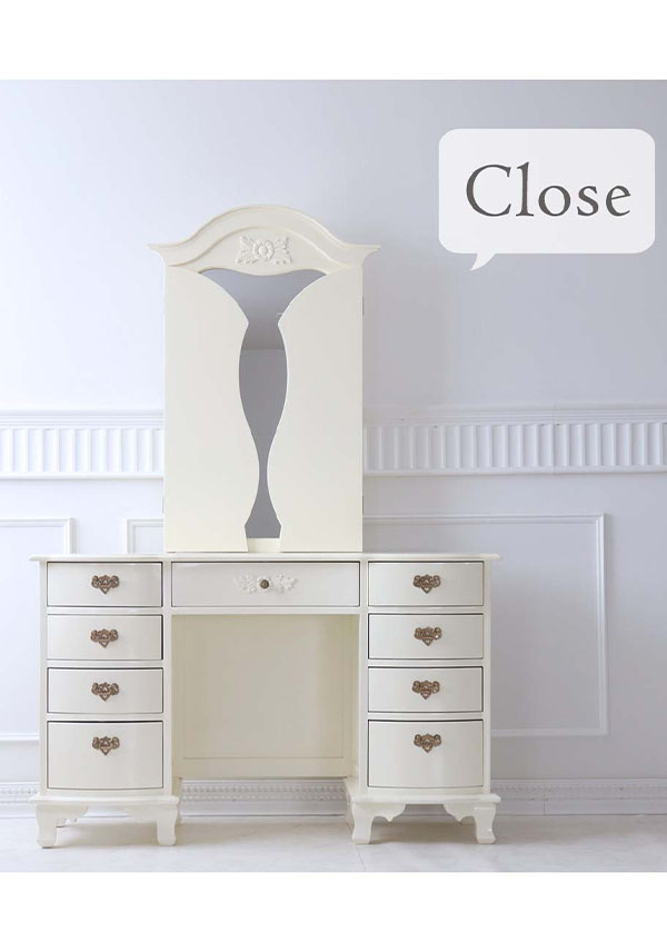 ドレッサー おしゃれ 完成品 収納 三面鏡 姫系 ロココ調 輸入家具
