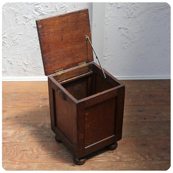 イギリス アンティーク コールボックス 炭入れ オーク材 ゴミ箱 収納