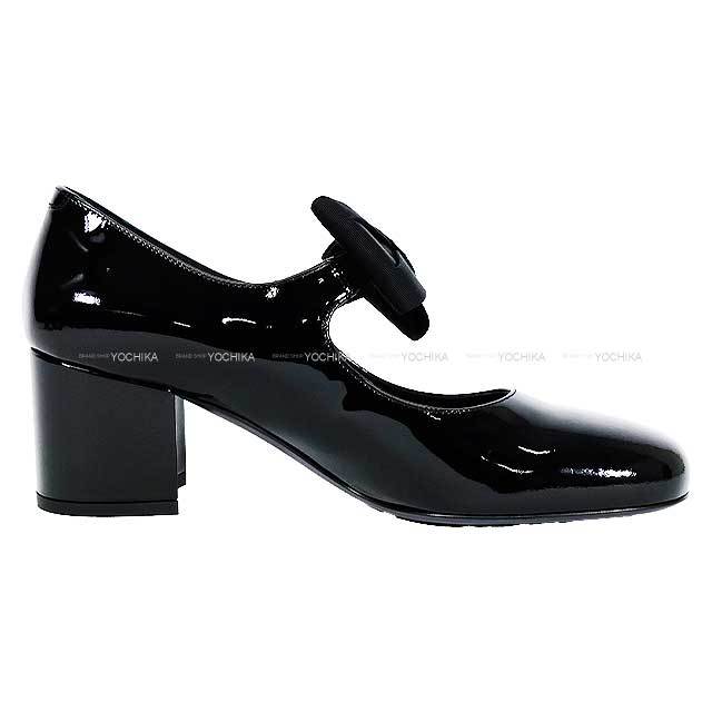 CHANEL シャネル パンプス メリー ジェーン ココマーク リボン #38 黒