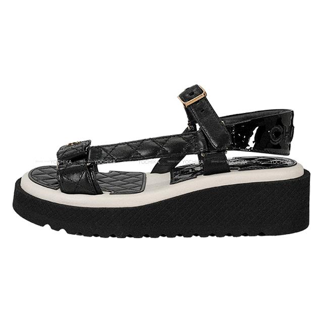 CHANEL シャネル サンダル スポーツ ロゴ ココマーク マトラッセ 黒