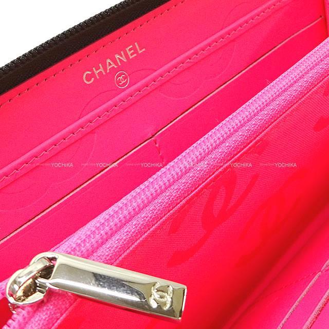 CHANEL シャネル カンボンライン ラウンドジップ長財布 黒X黒（内側