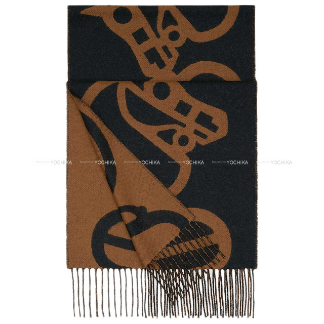 HERMES エルメス マフラー リバーシブル バックル&カマイユ マリン