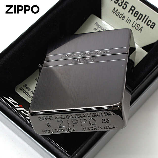 Zippo ジッポー 1935レプリカ ミラーライン ブラックニッケル サテーナ