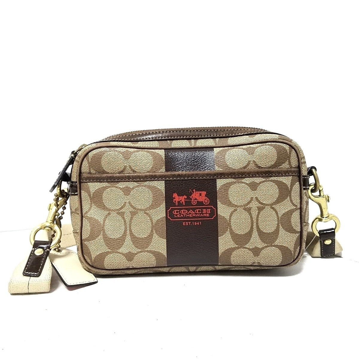 コーチ/ショルダーバッグ/ヘリテージ ストライプ フライトバッグ