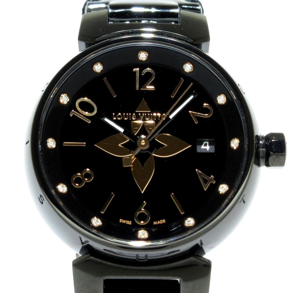 ルイヴィトン/タンブールオールブラックPM/型番：QA047/クォーツ