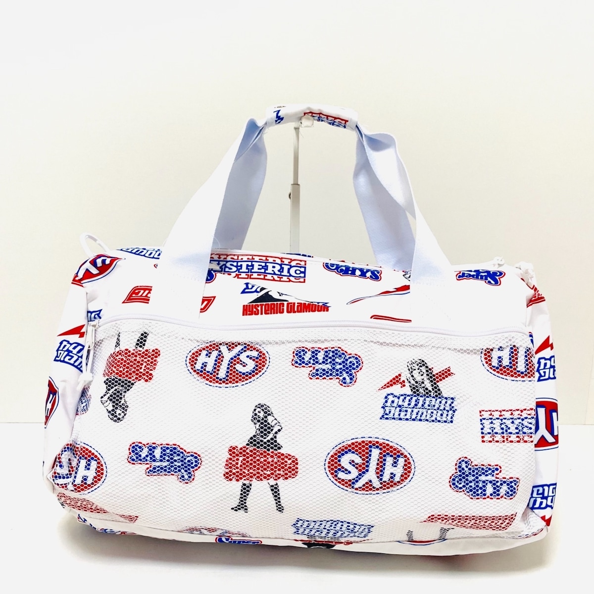 ヒステリックグラマー/ボストンバッグ/白×レッド×黒/ポリエステルの