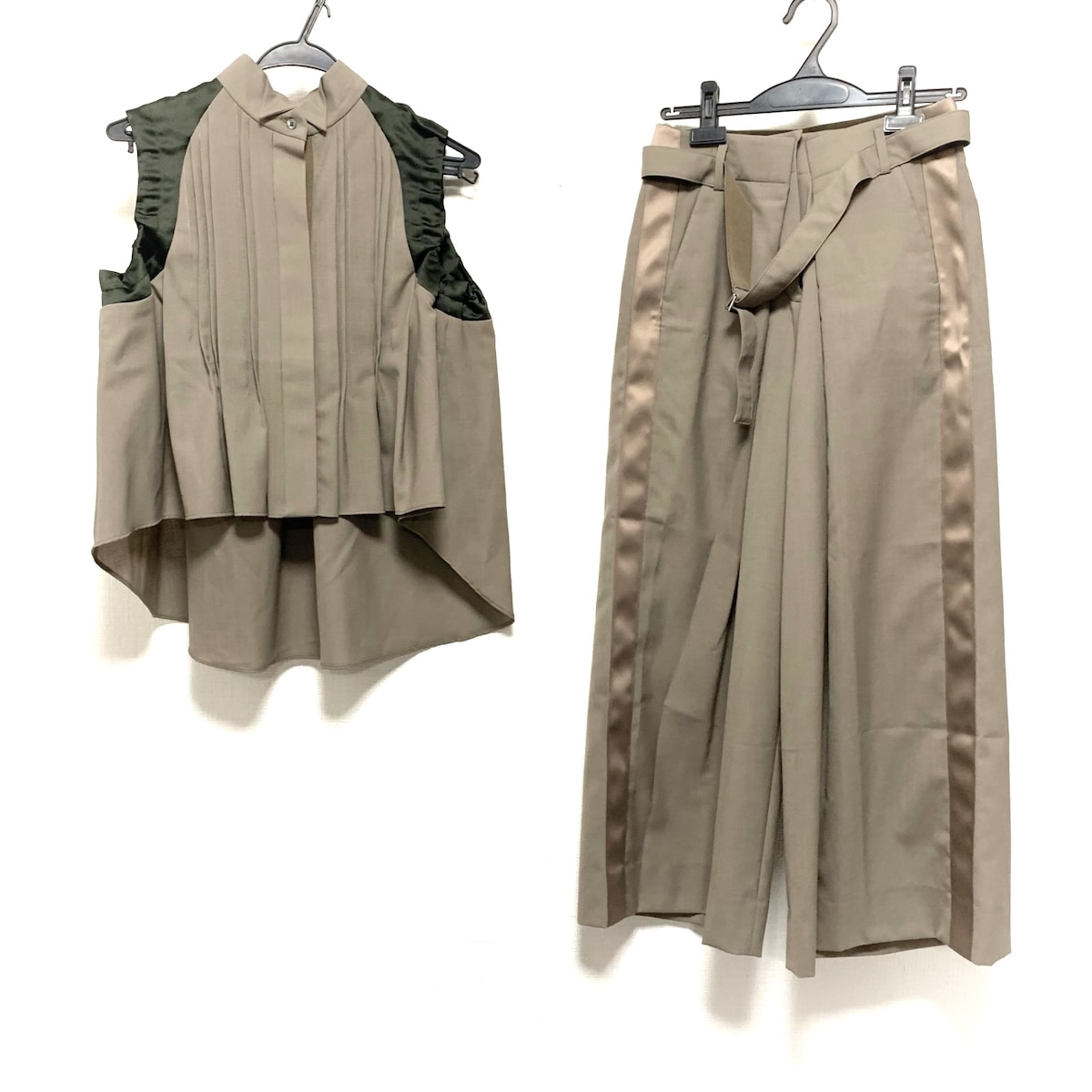 サカイ/レディースパンツセットアップ/カーキ×ダークグリーン×ライト