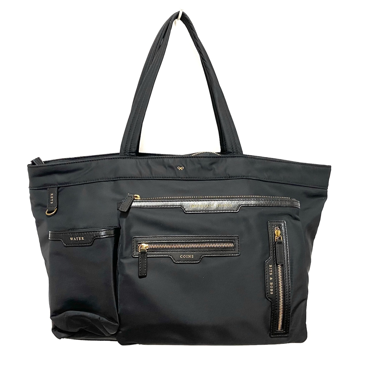 アニヤハインドマーチ/トートバッグ/マルチポケットE/Wトート/黒