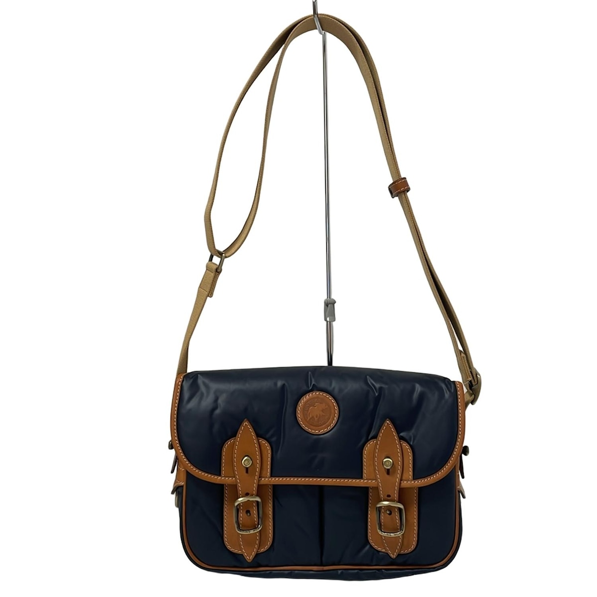 ハンティングワールド/ショルダーバッグ/ネイビー×ブラウン/バチュー