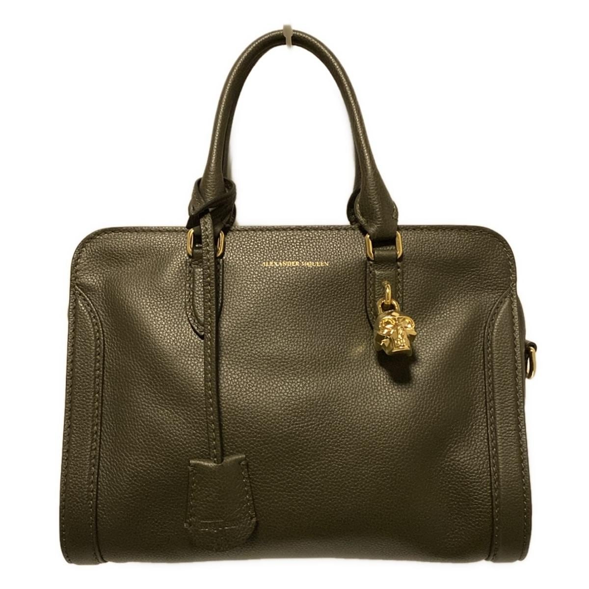 アレキサンダーマックイーン/ハンドバッグ/ダークグリーン/レザーの
