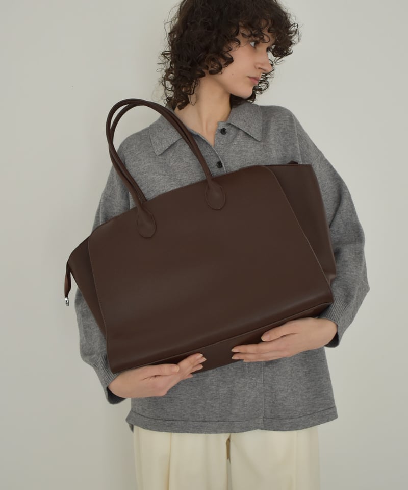 bag2-02669 フェイクレザー BIG トート バッグ キャメル ブラウン