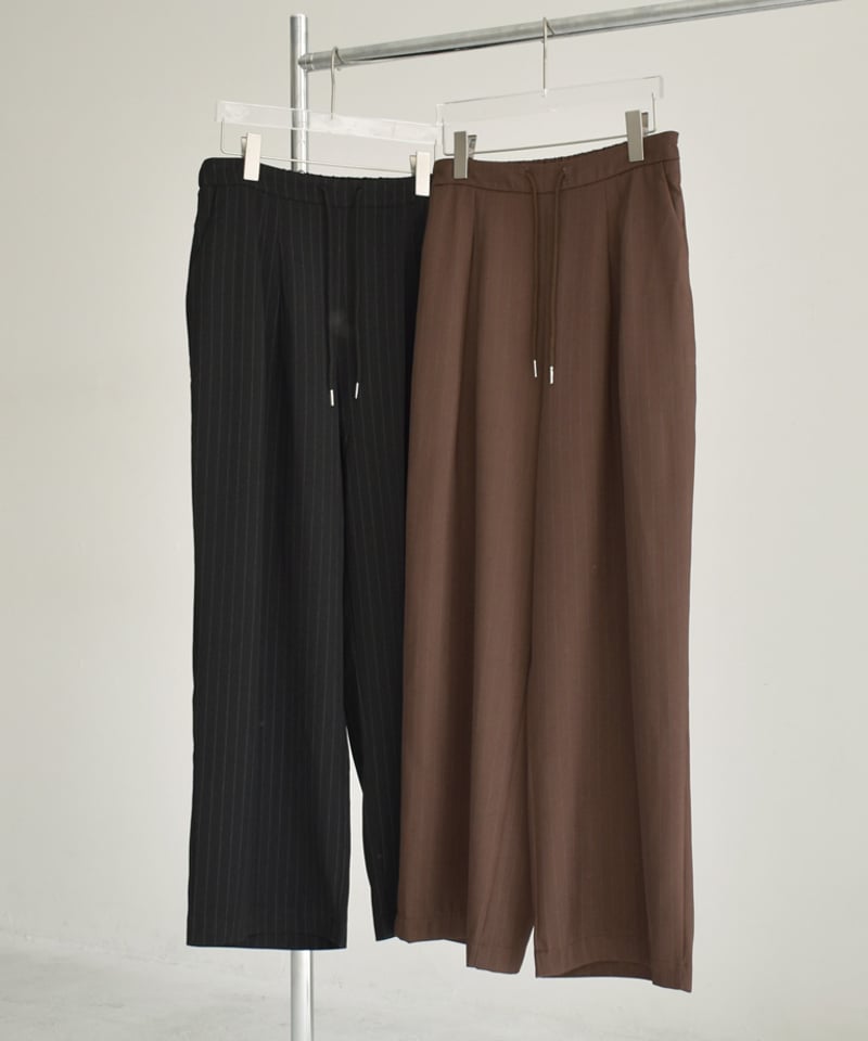 bottoms-02244 ストライプ ワイド パンツ ブラウン ブラック | L a v i