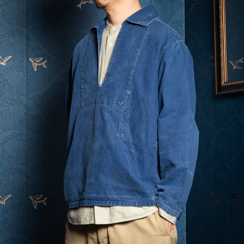 50s France Vintage Indigo Metis(Cotton Linen) F