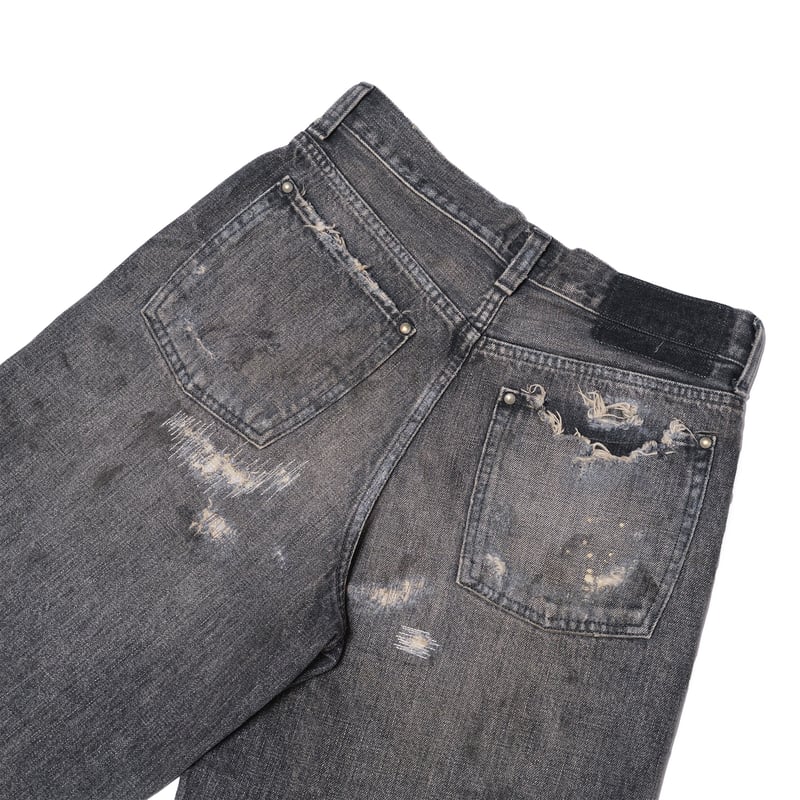 RIPPED WIDE STRAIGHT DENIM 【BLACK TAG】// BLACK