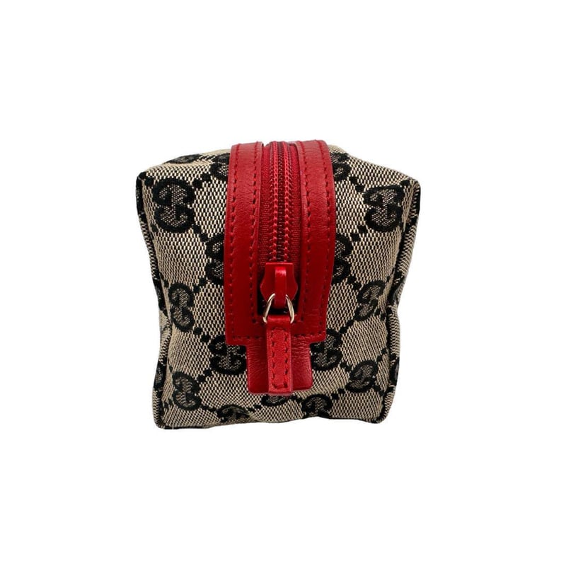 GUCCI グッチ GGキャンバス ブラウン×レッド 化粧ポーチ コスメ入れ