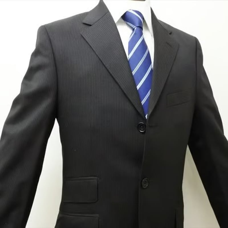 M104｜BURBERRY BLACK LABEL 3Bブラックピンストライプスーツ(38R)