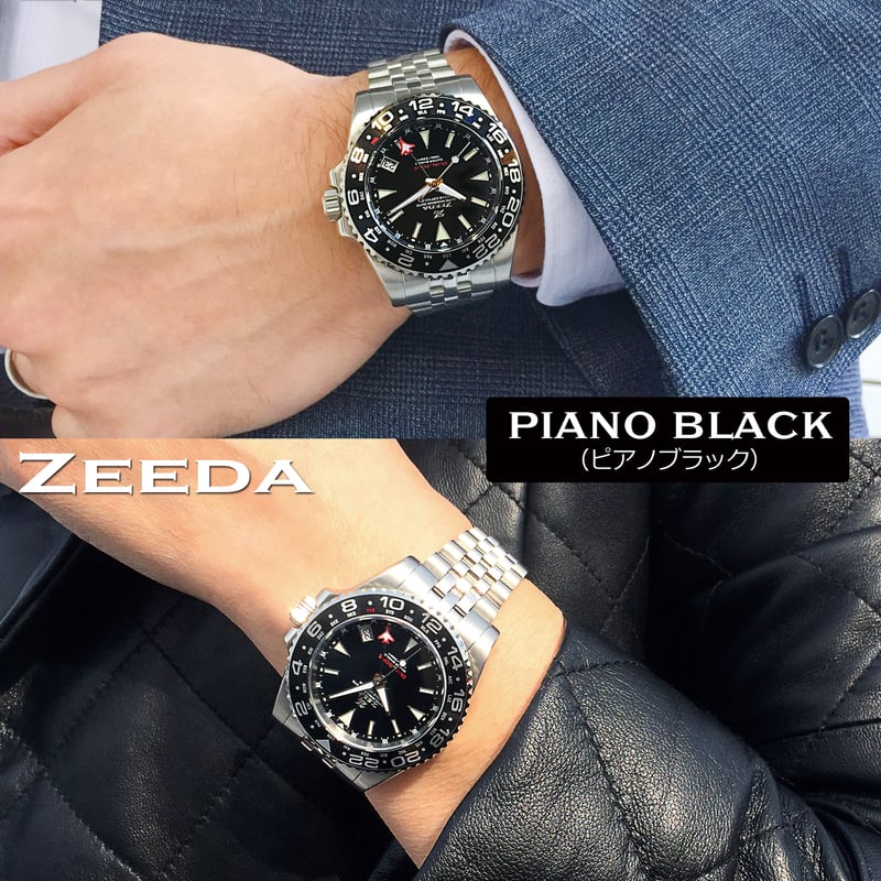 ZEEDA 腕時計 メンズ レディース 自動巻き 機械式 GMT 40mm ベゼル付き