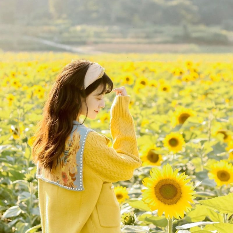 ゴッホ 花瓶の向日葵 セーラーニットカーディガン 美術作品シリーズ