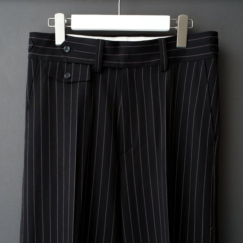 STRIPE FLARE SLACKS【BLACK】 | SHIKITARI