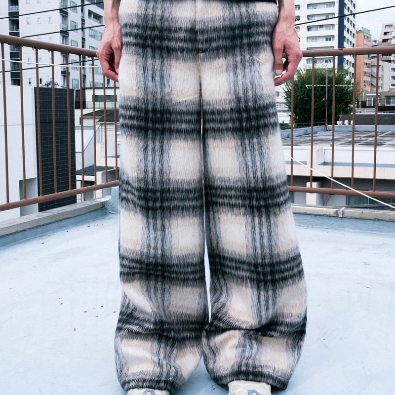 SHAGGY CHECK PANTS【BLACK】 | SHIKITARI