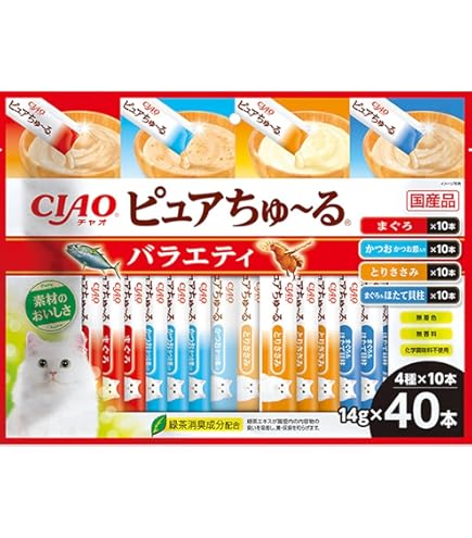 Amazon.co.jp: チャオ (CIAO) ピュアちゅ~る バラエティ 14g×40本 猫用