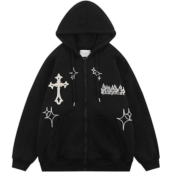 Amazon.com: Ponitrack Unisex Zip Up Hoodies Y2k Flame Print