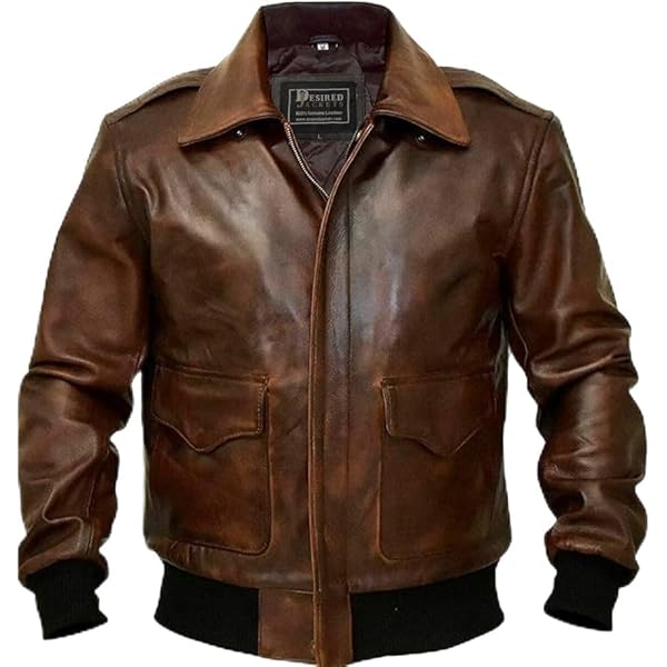 A2 Distressed Tan Real Leather Bomber Aviator Flight Jacket (XS