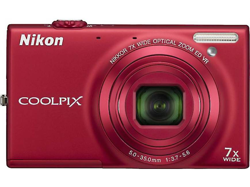 Nikon Coolpix S6100 (Red) 16-megapixel digital camera with 7X