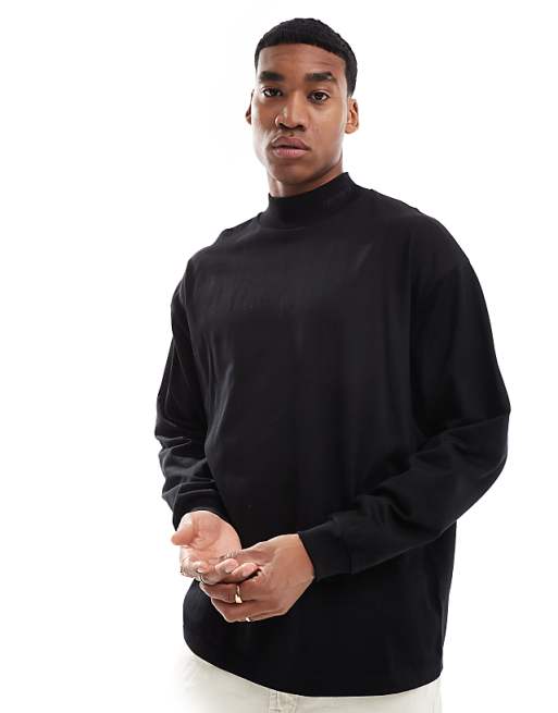 Carhartt WIP long sleeve mockneck script t-shirt in black | ASOS