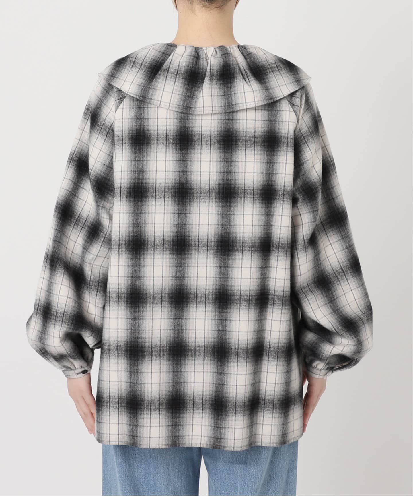 追加》BLACK フリルチェックブラウス（シャツ／ブラウス）｜IENA