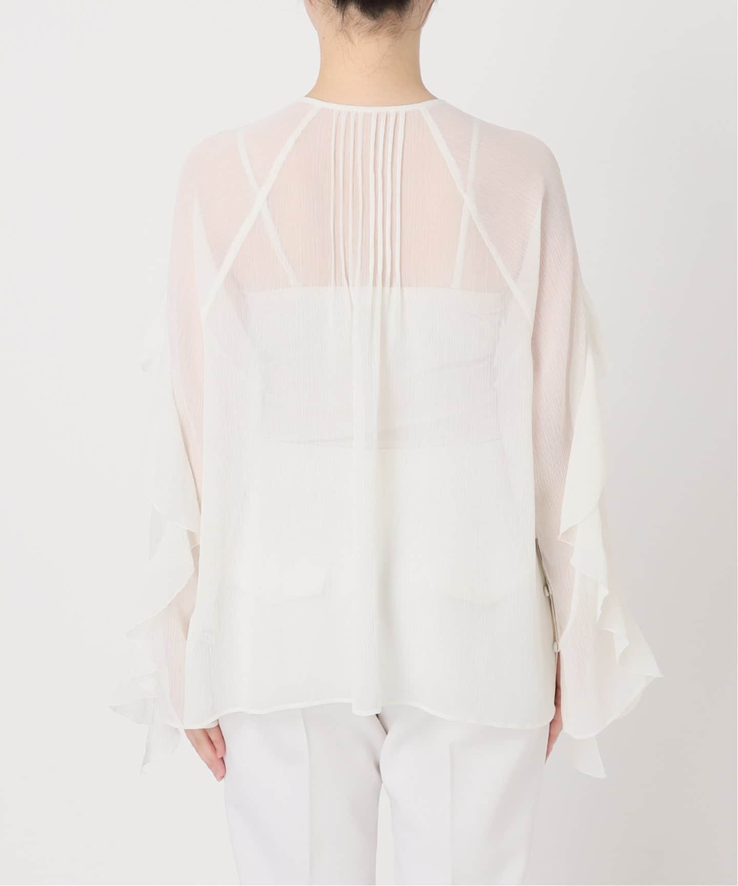 追加》【NOBLE×L'AUBE BLANC】楊柳フリル梯子刺繍ブラウス（シャツ