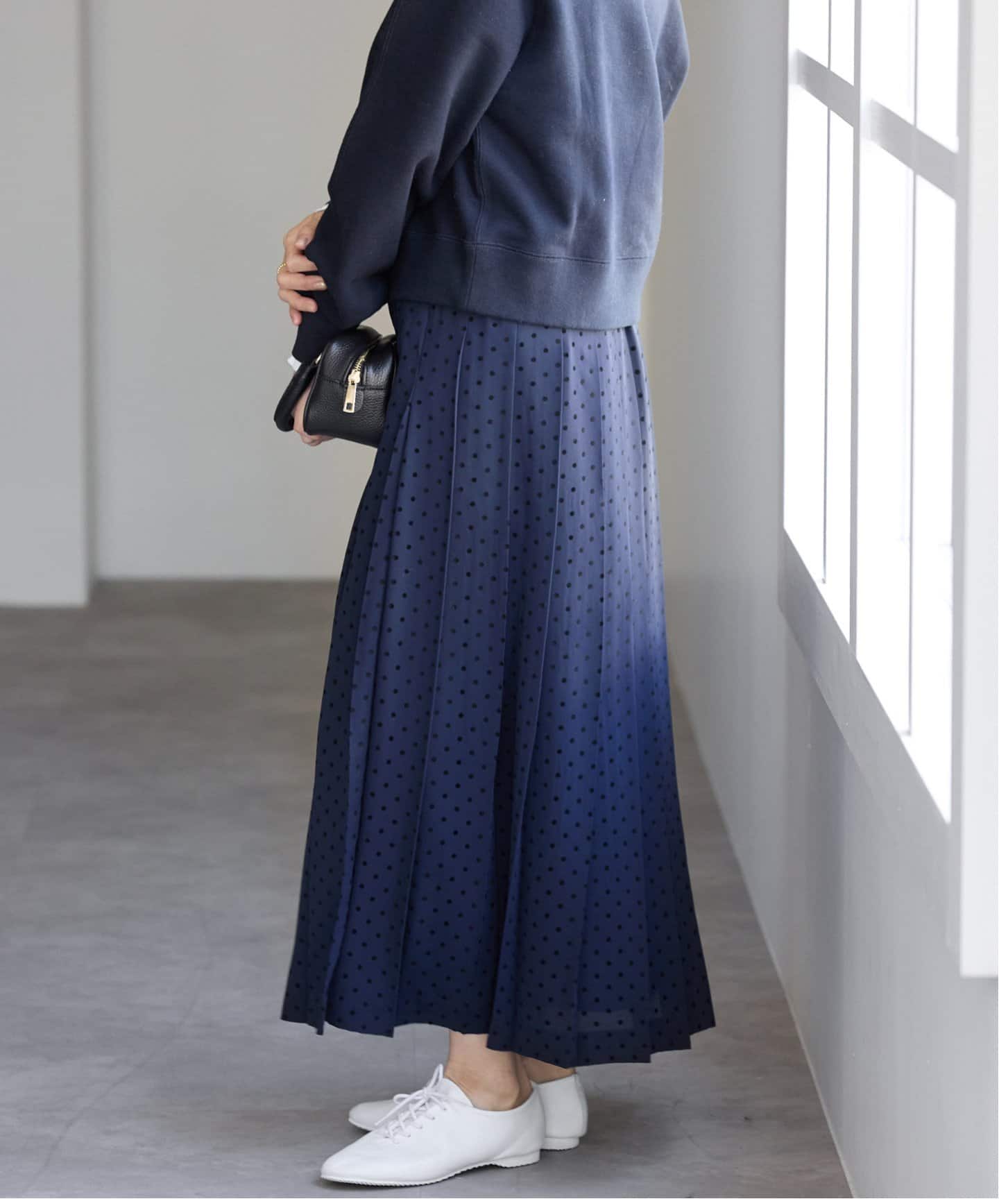 フロッキードットプリーツスカート（ロング・マキシ丈スカート）｜IENA