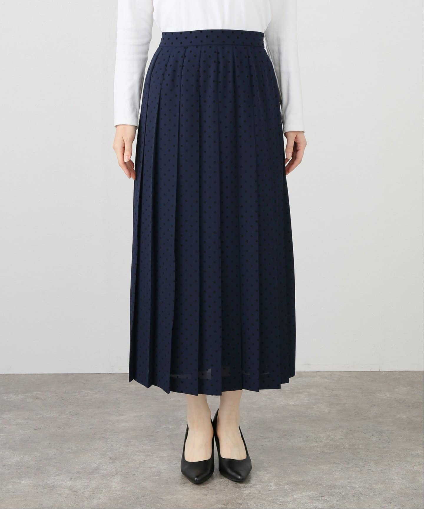 フロッキードットプリーツスカート（ロング・マキシ丈スカート）｜IENA