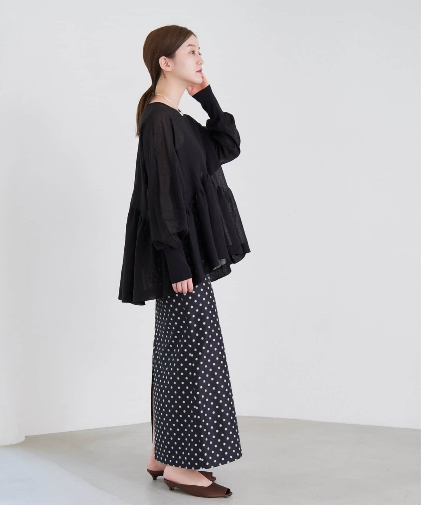 IENA LA BOUCLE ドットジャガードタックスカート